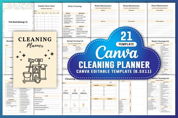 Download Cleaning Planner Canva KDP Interiors - Canva Collection