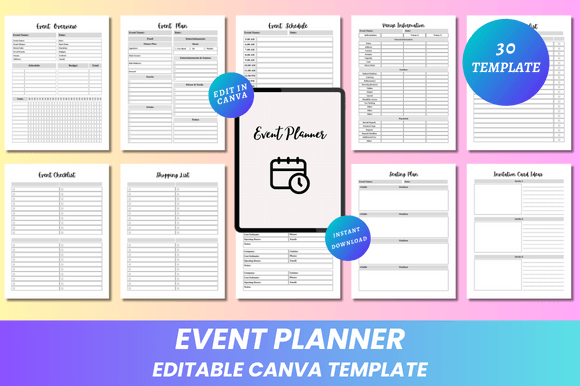 Download Editable Event Planner Canva KDP - Canva Collection