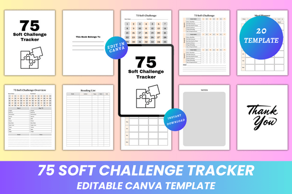 Download 75 Soft Challenge Tracker Canva KDP - 75 soft challenge Collection