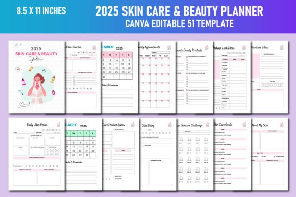 Download 2025 Skin Care &amp; Beauty Planner Canva - Canva Collection
