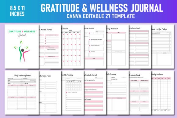 Download Gratitude &amp; Wellness Journal Canva KDP - Canva Collection