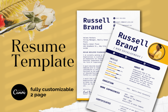Download Blue,Yellow Modern Resume Canva Template - Canva Collection