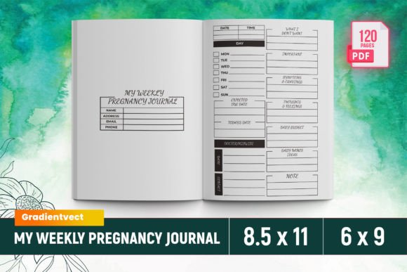 Download (KDP) My Weekly Pregnancy Journal Canva - Canva Collection
