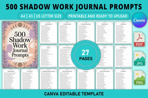 Download Editable 500 Shadow Work Journal Prompts - Premium Resources