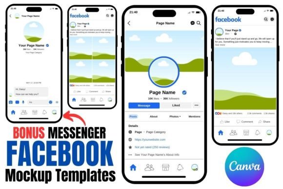 Download Facebook Mockup Templates Canva + Bonus - Canva Collection
