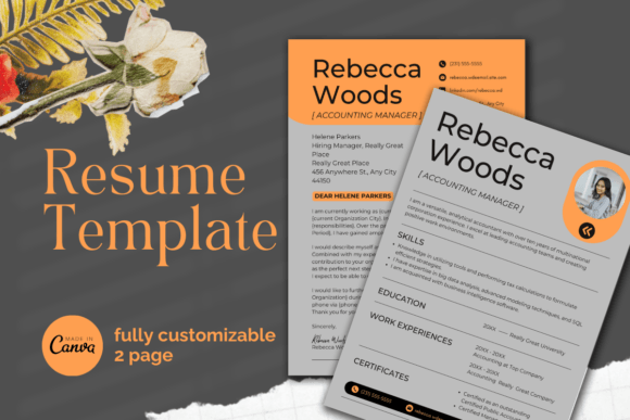 Download Grey,Orange Modern Resume Canva Template - Canva Collection