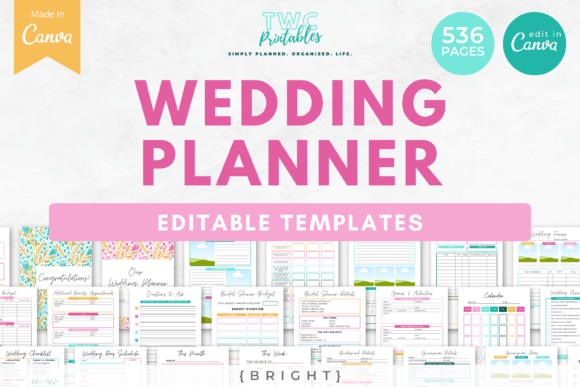 Download Wedding Planner Canva Templates | BRIGHT - Wedding planner Collection