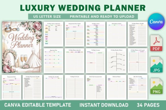 Download Luxury Wedding Planner KDP Interior - Wedding planner Collection
