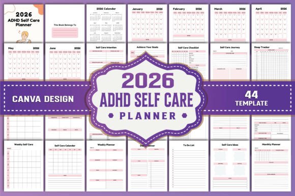 Download 2026 ADHD Self Care Planner Canva - Canva Collection