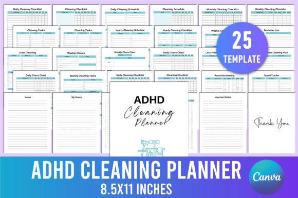 Download Editable ADHD Cleaning Planner for Canva - Canva Collection