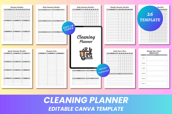 Download Editable Cleaning Planner Canva KDP - Canva Collection
