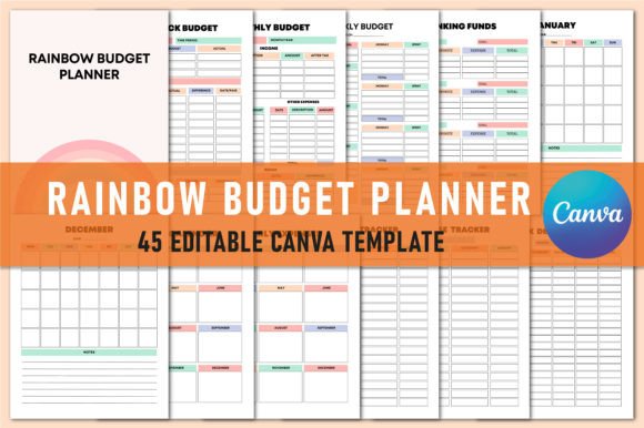 Download Editable Rainbow Budget Planner Canva - Canva Collection