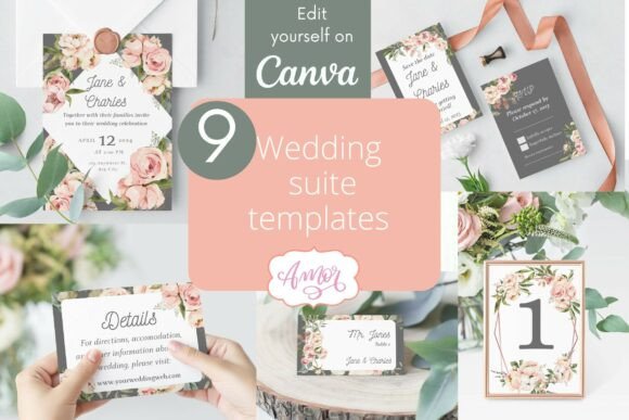 Download Floral Wedding Canva Templates Bundle - Canva Collection