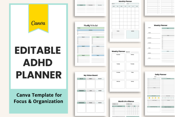 Download Editable ADHD Planner | Canva Templates - Canva Collection